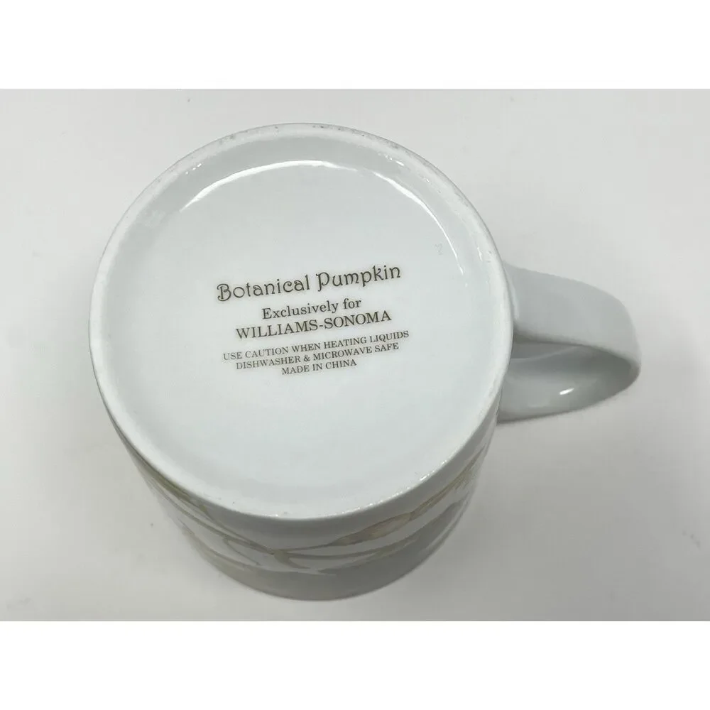 Williams Sonoma Botanical Pumpkin Coffee Cup Mug 4” Autumn Thanksgiving